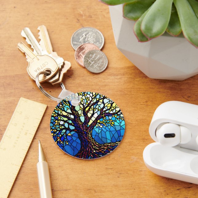 Tree of Life Shattered Glass Mosaic Nyckelring (Skrivbord)