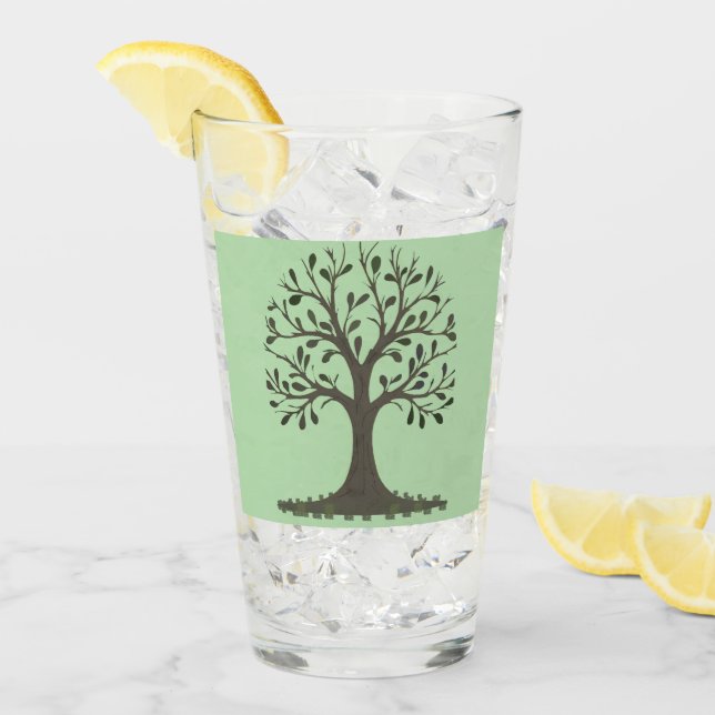 🌳 Tree of Life Tall Drinking Glass - Barware 🥛 Glaskopp (Framsida Ice)