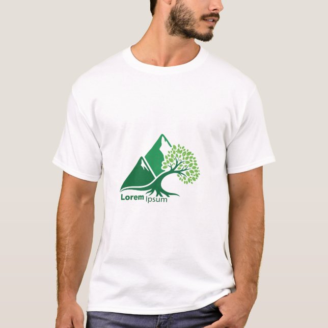 Tree on Mountain Nature Growth Minimalist T-Shirt (Framsida)