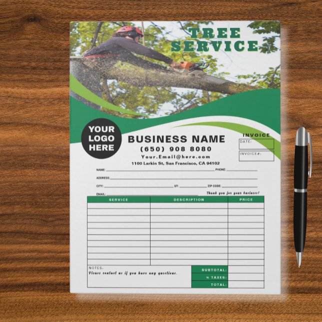 Tree Removal Service Invoice Estimate Template Anteckningsblock (Skapare uppladdad)
