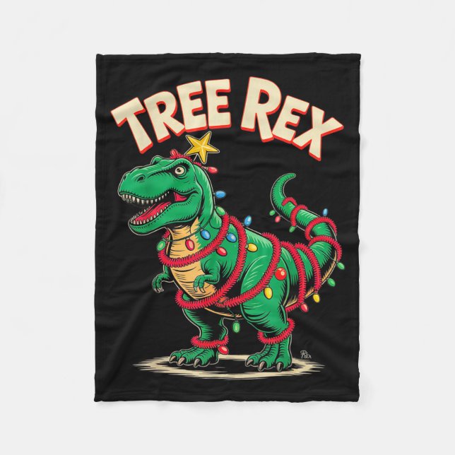 Tree Rex Christmas Costume T-rex Dinosaur Xmas Lig Fleecefilt (Framsidan)