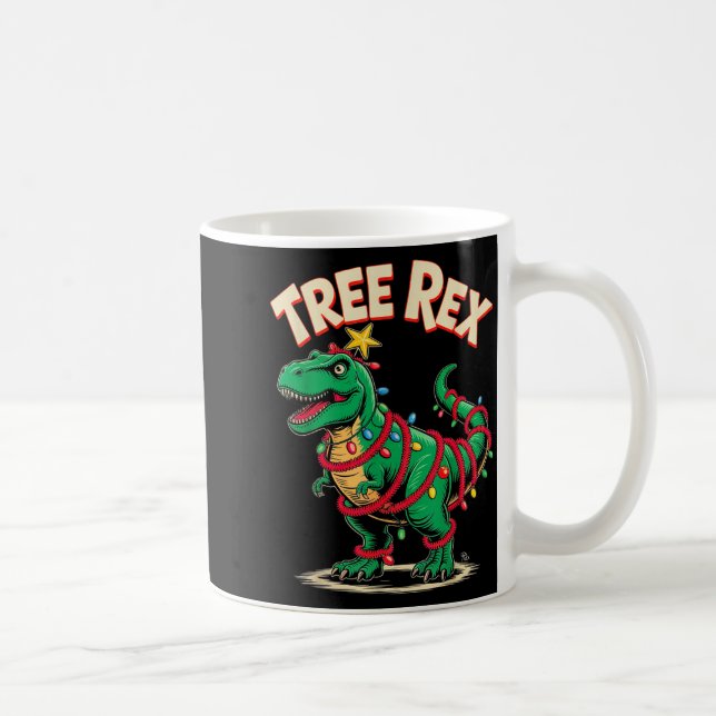 Tree Rex Christmas Costume T-rex Dinosaur Xmas Lig Kaffemugg (Höger)