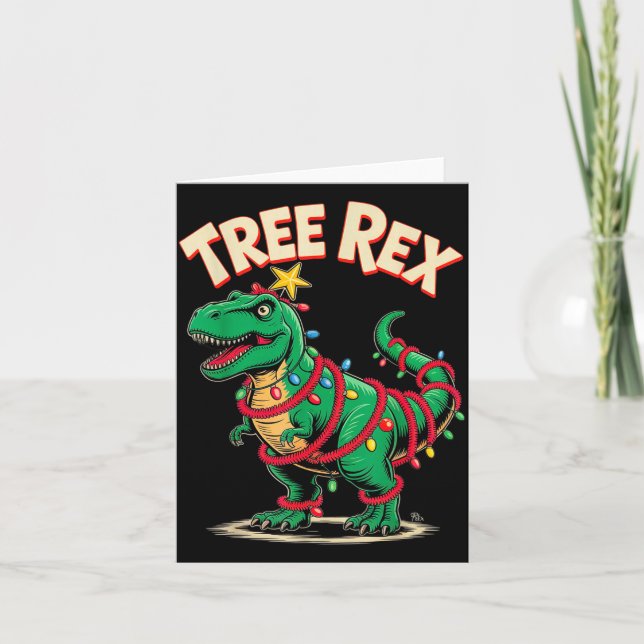Tree Rex Christmas Costume T-rex Dinosaur Xmas Lig Kort (Framsida)