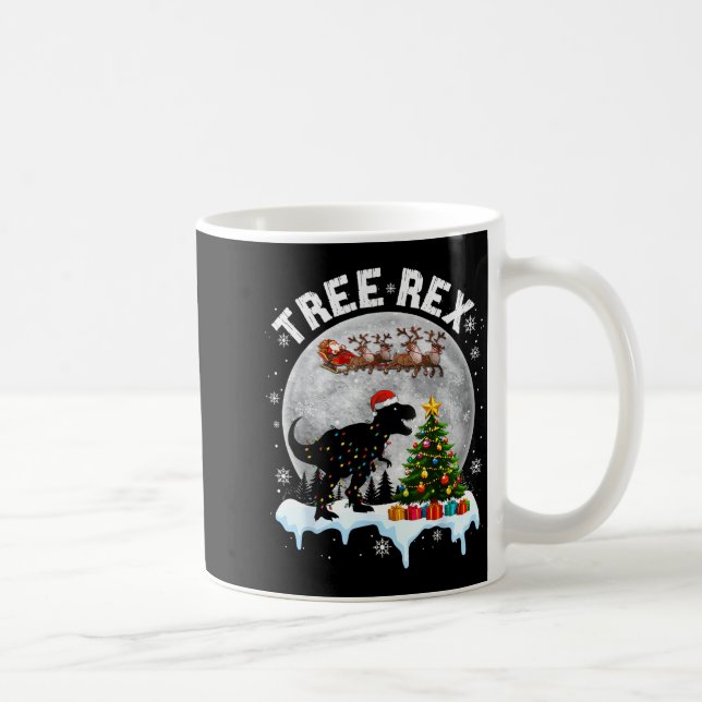 Tree Rex Christmas Dinosaur T-rex Xmas Pajama Men  Kaffemugg (Höger)