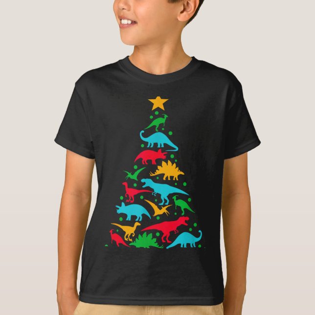 Tree Rex Dinosaur Dino Tree Christmas Tree Funny  T Shirt (Framsida)