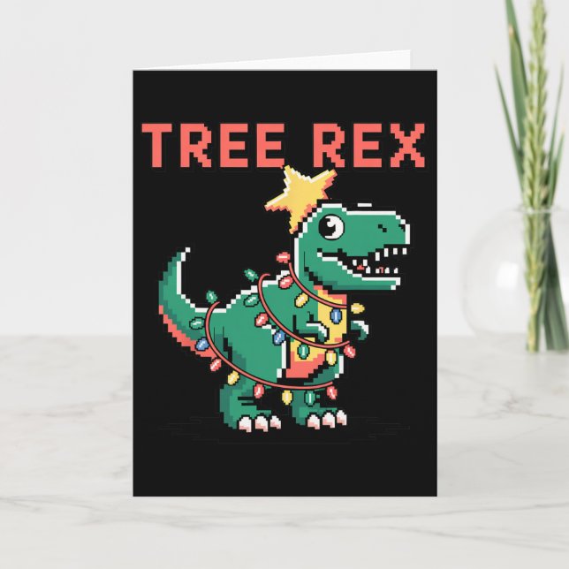 Tree Rex Fula Jultröja Dinosaur Jul Kort (Framsida)