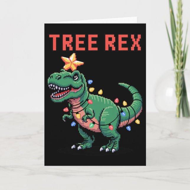 Tree Rex Fula jultröja Dinosaurie  Kort (Framsida)