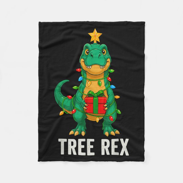 Tree Rex Funny Dinosaur Christmas  Fleecefilt (Framsidan)