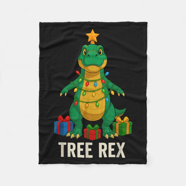 Tree Rex Funny Dinosaur Christmas  Fleecefilt (Framsidan)