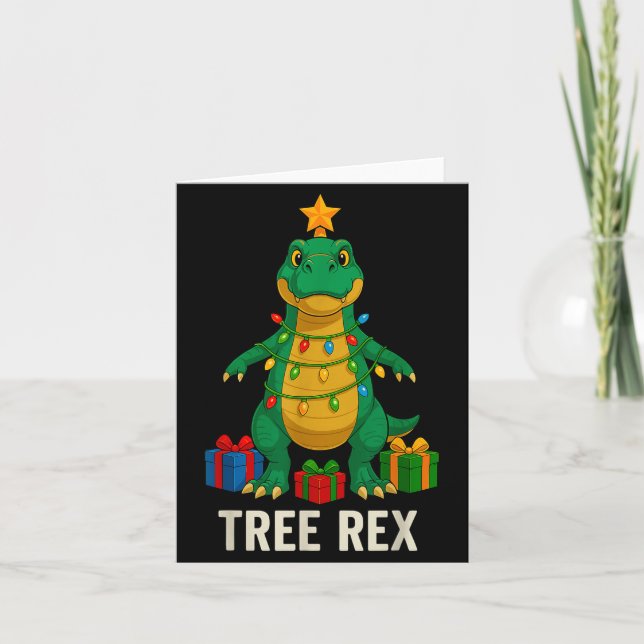 Tree Rex Funny Dinosaur Christmas  Kort (Framsida)