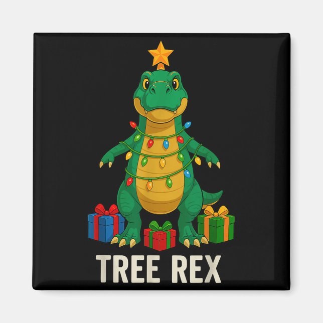 Tree Rex Funny Dinosaur Christmas  Magnet (Framsidan)