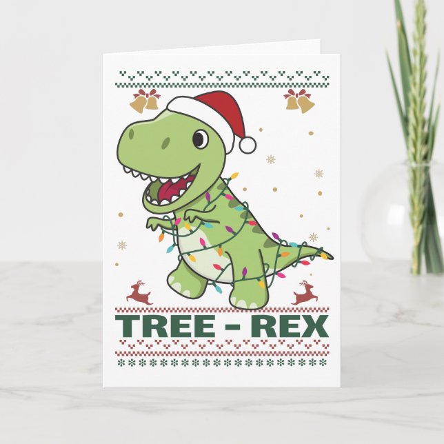 Tree-Rex Funny Dinosaur Pun T-Rex Card Kort (Framsida)