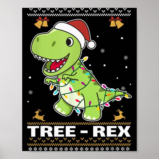 Tree Rex Funny Tyrannosaurus Rex Christmas Pun  Poster (Framsidan)