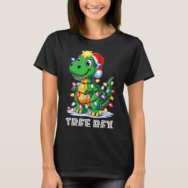 Tree Rex Funny Xmas T Rex Christmas Dinosaur Boys  T Shirt (Framsida)