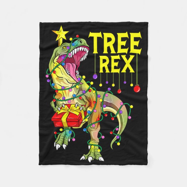 Tree Rex! Rolig jul paleontolog  Fleecefilt (Framsidan)