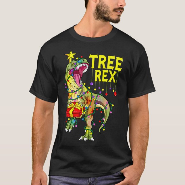Tree Rex! Rolig jul Paleontolog  T Shirt (Framsida)