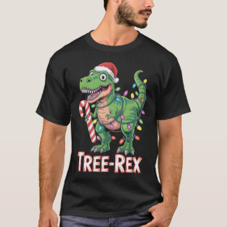 Tree-Rex – T-Rex mit Zuckerstange & Lichtern T Shirt