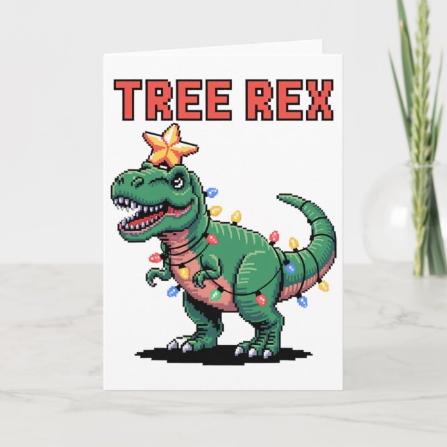 Tree Rex Ugly Christmas Sweater Dinosaur  Kort (Framsida)