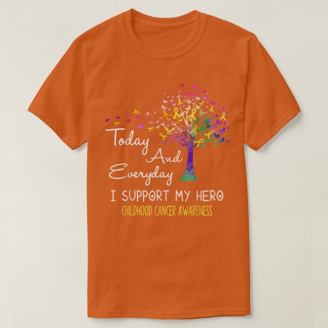 Tree Ribbon I Support My Hero Childhood Cancer Awa T Shirt (Design framsida)