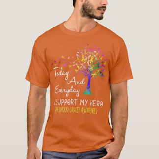 Tree Ribbon I Support My Hero Childhood Cancer Awa T Shirt