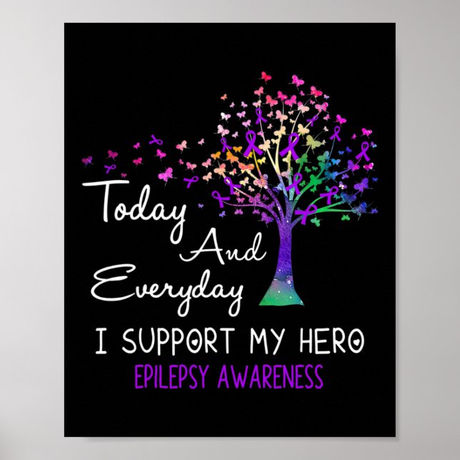 Tree Ribbon I Support My Hero Epilepsy Awareness  Poster (Framsidan)