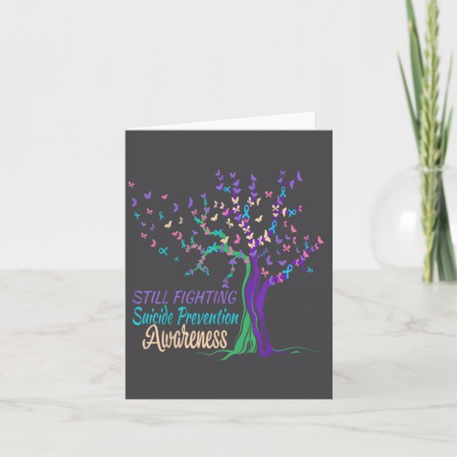 Tree Ribbon Still Fighting Suicide Prevention Awar Kort (Framsida)