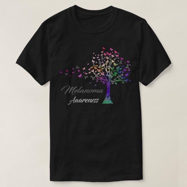 Tree Ribbons Melanoma Awareness Support Melanoma W T Shirt (Design framsida)