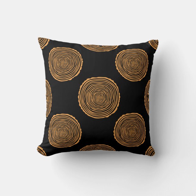 Tree Rings Seamless Pattern. Saw cut tree trunk ba Kudde (Framsida)