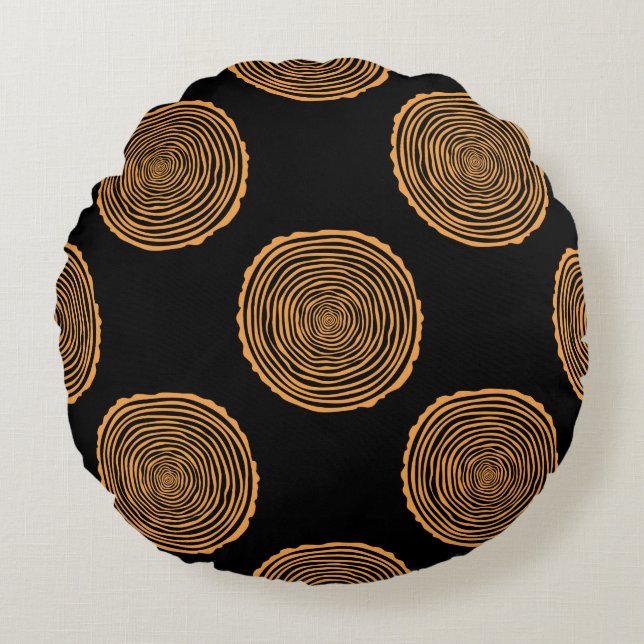 Tree Rings Seamless Pattern. Saw cut tree trunk ba Rund Kudde (Framsidan)