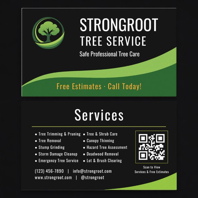 Tree Service Arborist QR Code Professional Visitkort (Skapare uppladdad)
