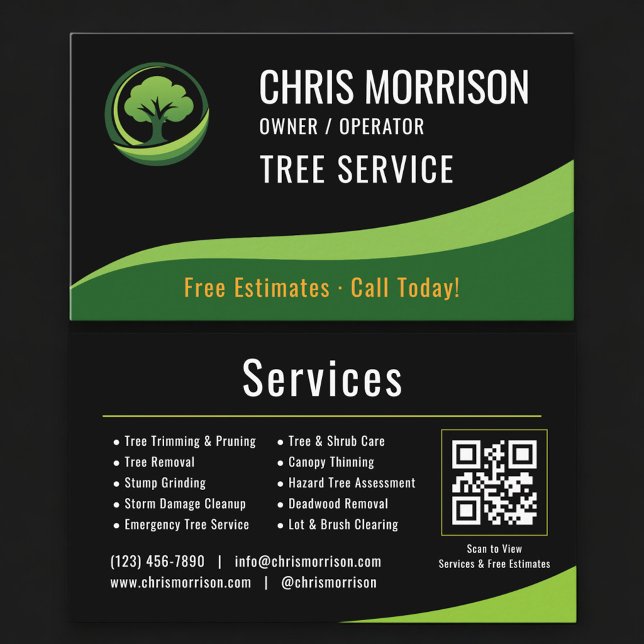 Tree Service Arborist QR Code Visitkort (Skapare uppladdad)