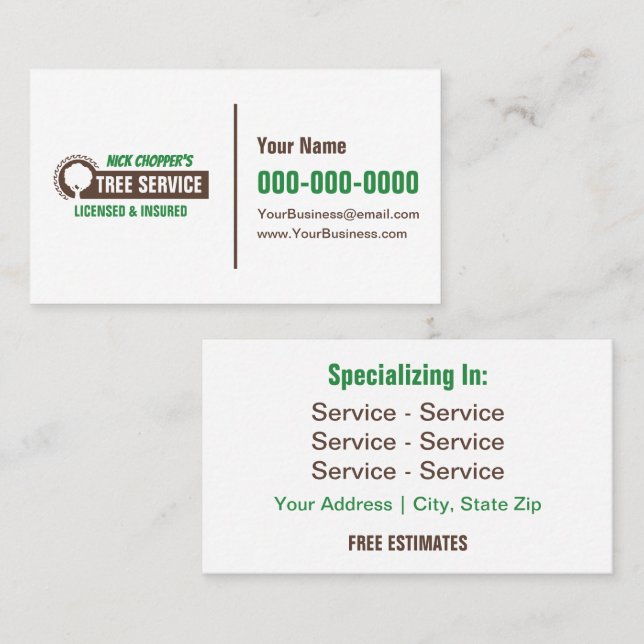 Tree Service Business Card Visitkort (Fram/baksida)