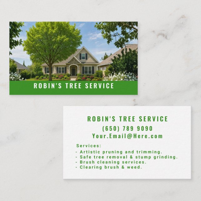 Tree Service Business Landscaping Visitkort (Fram/baksida)