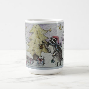 treee som dekorerar raccoonen kaffemugg