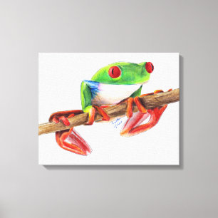 Treefrog träd grog söt illustration av djuret canvastryck