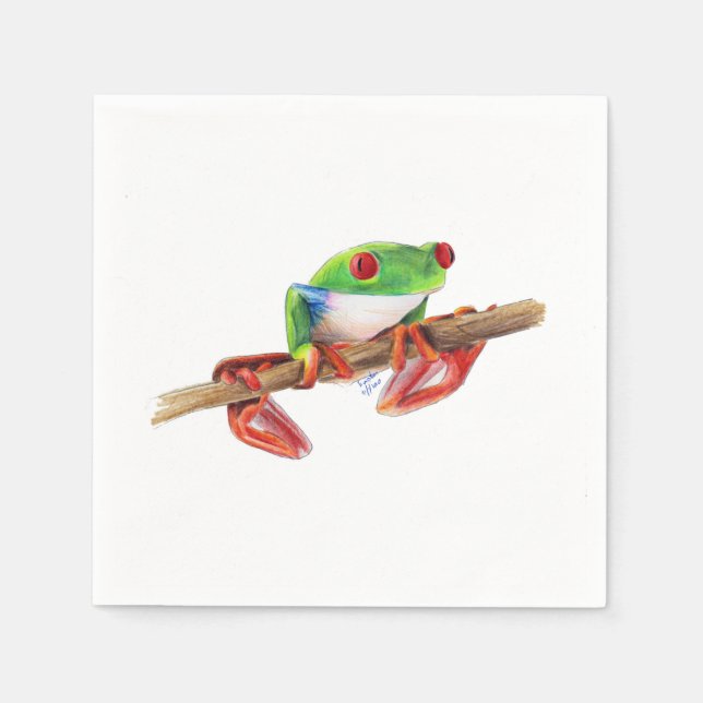 Treefrog träd grog söt illustration av djuret pappersservett (Framsidan)