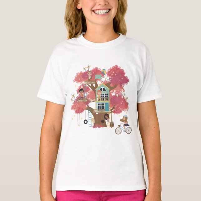 Treehouse Collection Flickor Ruffle T-Shirt (Framsida)