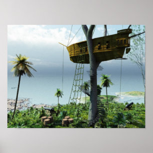 Treehouse i Pirat Poster