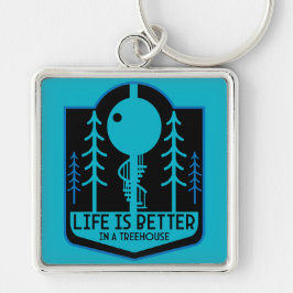 Treehouse Owners Fyrkantig Silverfärgad Nyckelring