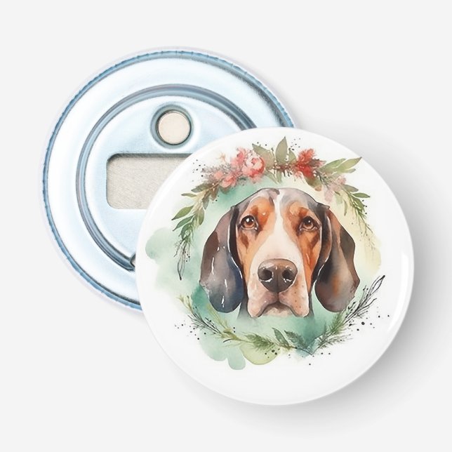 Treeing Walker Christmaskrans Festiv Valp  Flasköppnare (Framsidan)
