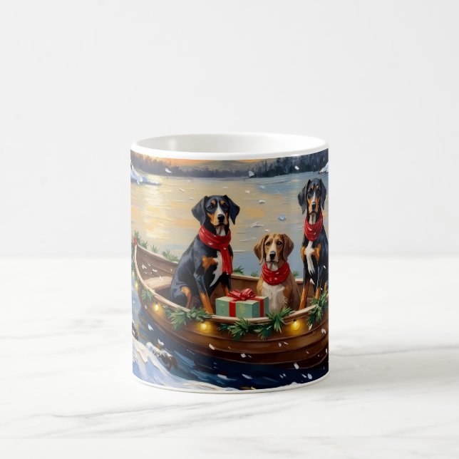 Treeing Walker Coonhound Christmas Boat Holiday Kaffemugg (Center)
