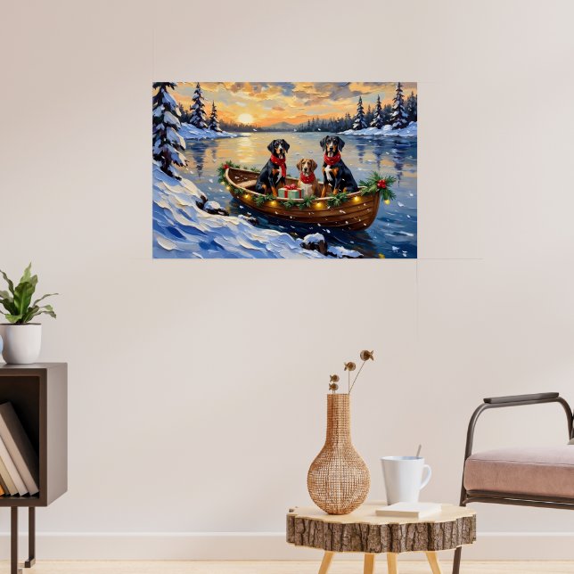 Treeing Walker Coonhound Christmas Boat Holiday Poster (Vardagsrum 3)