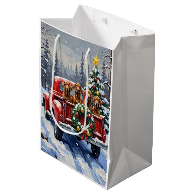 Treeing Walker Coonhound Christmas Red Truck (Framsidan Vinklad)