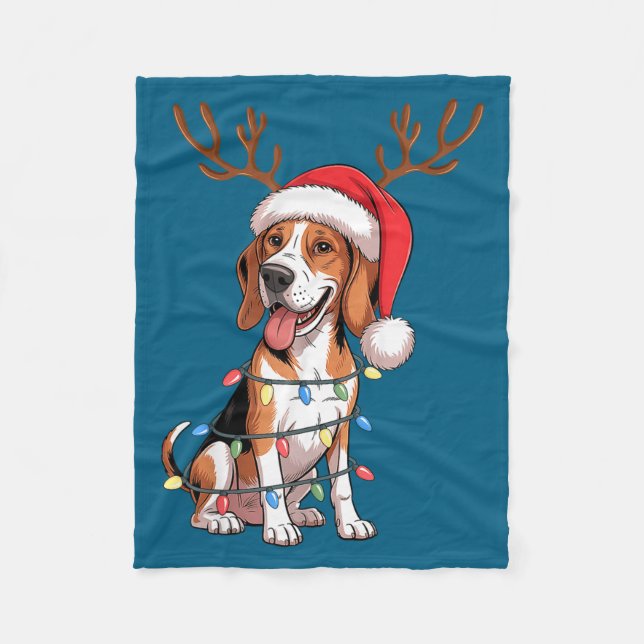 Treeing Walker Coonhound Dog Christmas Lights Sant Fleecefilt (Framsidan)