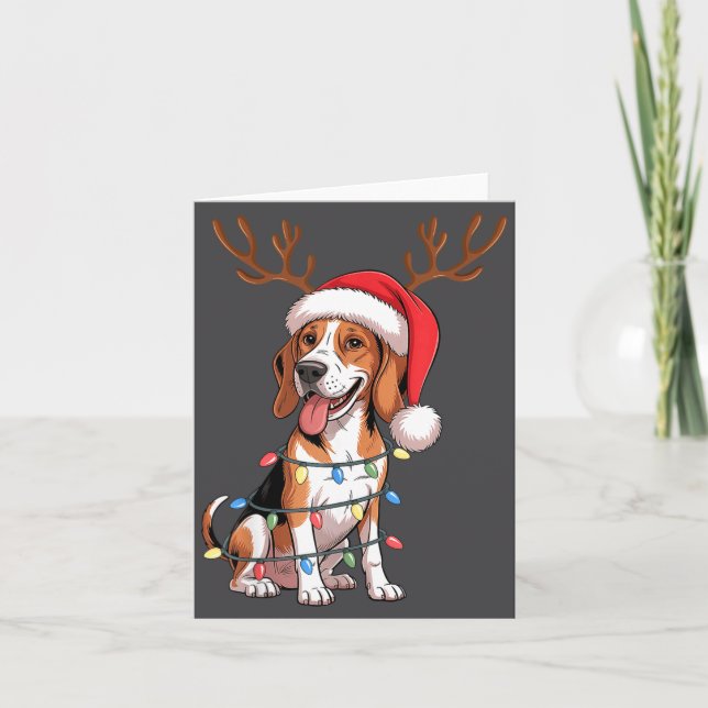 Treeing Walker Coonhound Dog Christmas Lights Sant Kort (Framsida)