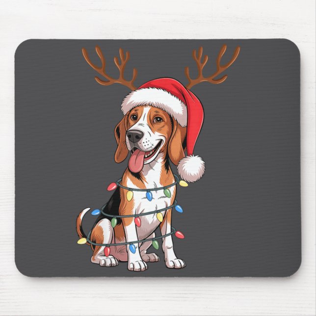 Treeing Walker Coonhound Dog Christmas Lights Sant Musmatta (Framsidan)