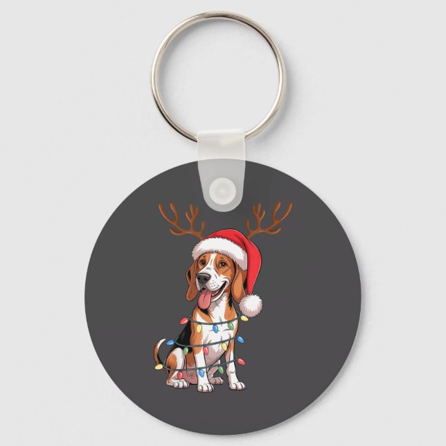 Treeing Walker Coonhound Dog Christmas Lights Sant Nyckelring (Framsida)