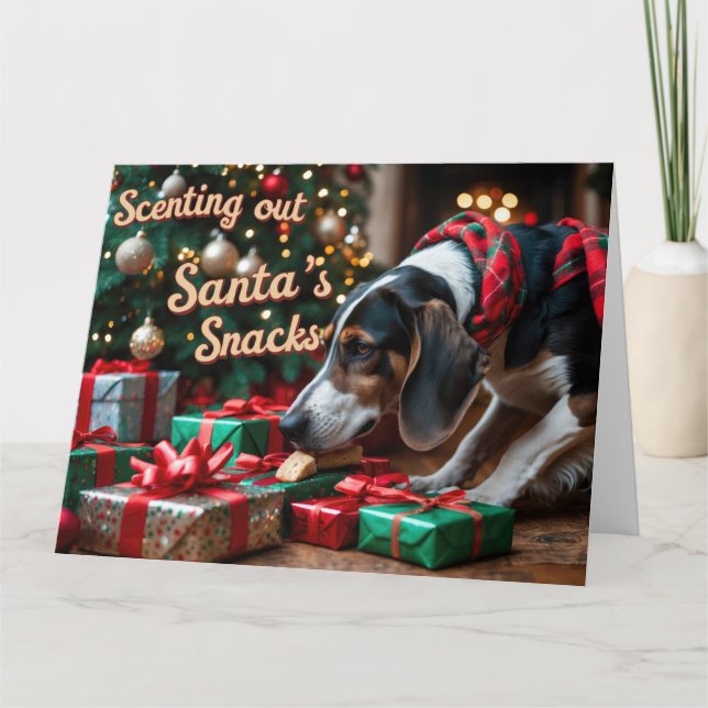 Treeing Walker Coonhound Festive Helgdag jul Kort (Framsida)