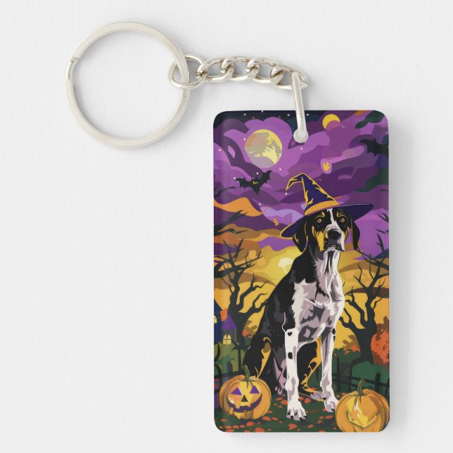 Treeing Walker Coonhound Halloween-häxa Pumpa (Framsidan)