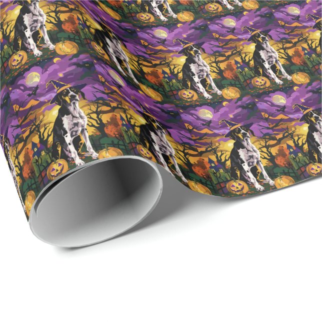 Treeing Walker Coonhound Halloween-häxa Pumpa Presentpapper (Rullad Hörn)
